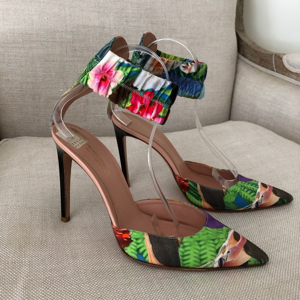 Gianvito Rossi Heels Ankle Strap Satin Floral 9